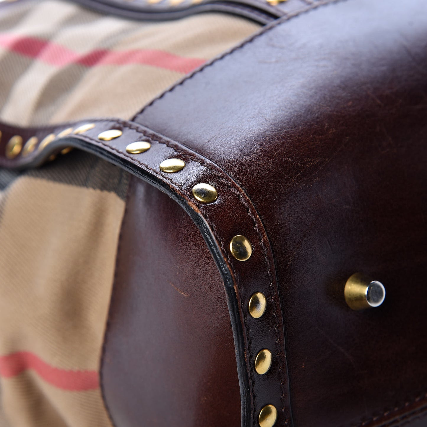 House Check Studded Large Greenham Tote Dark Tan