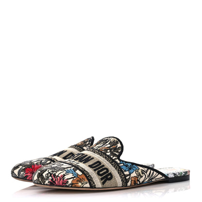 Christian Dior Canvas Cotton Embroidered Mille Fleurs Dioriviera Mules 38 Multicolor 3 of 9