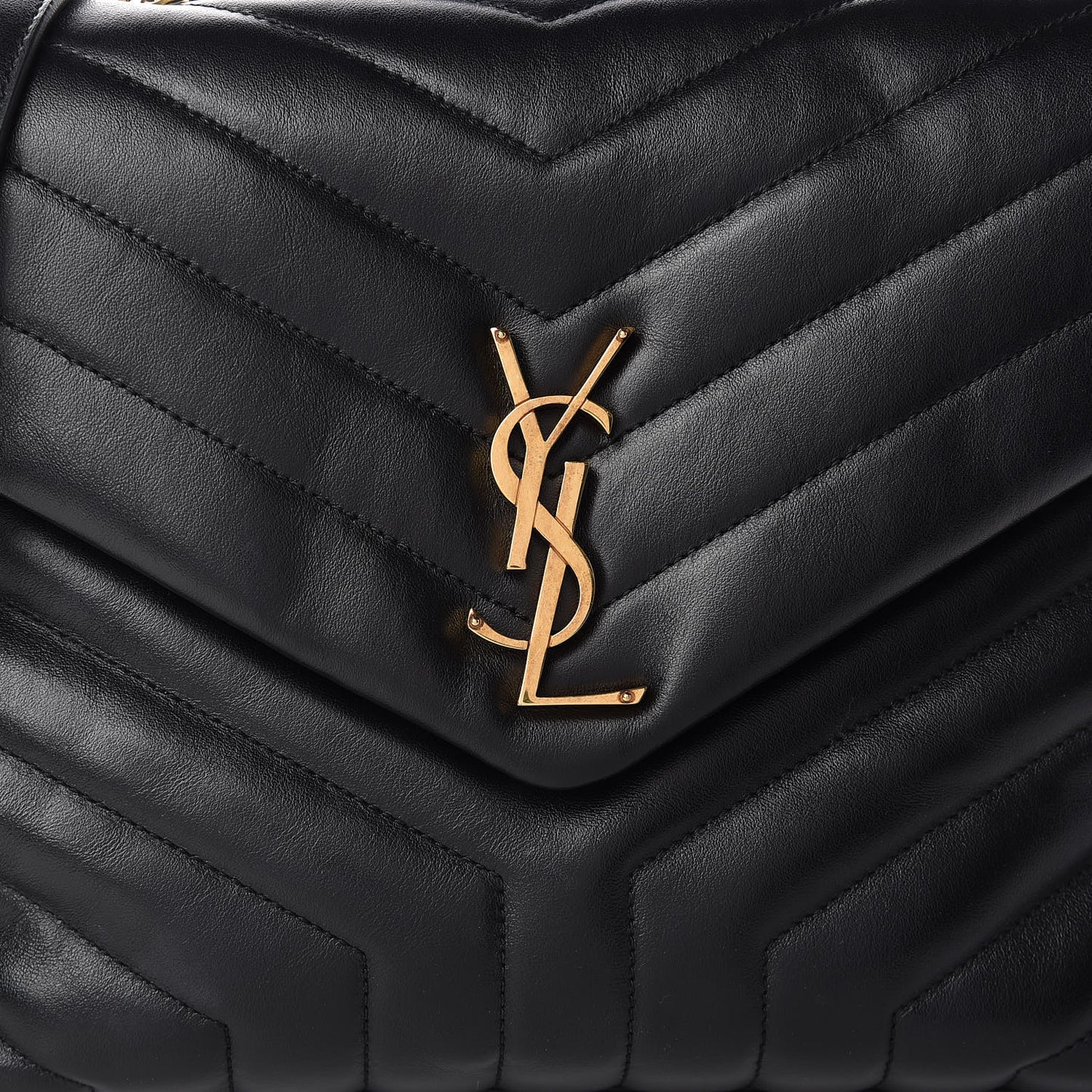 Calfskin Y Quilted Monogram Medium Loulou Chain Satchel Black
