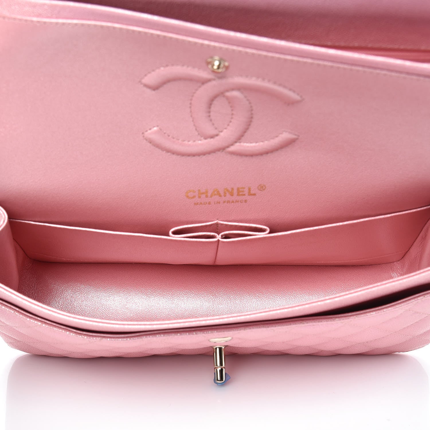 Chanel Iridescent Caviar Quilted Medium Double Flap Rose Pink 7 of 10
