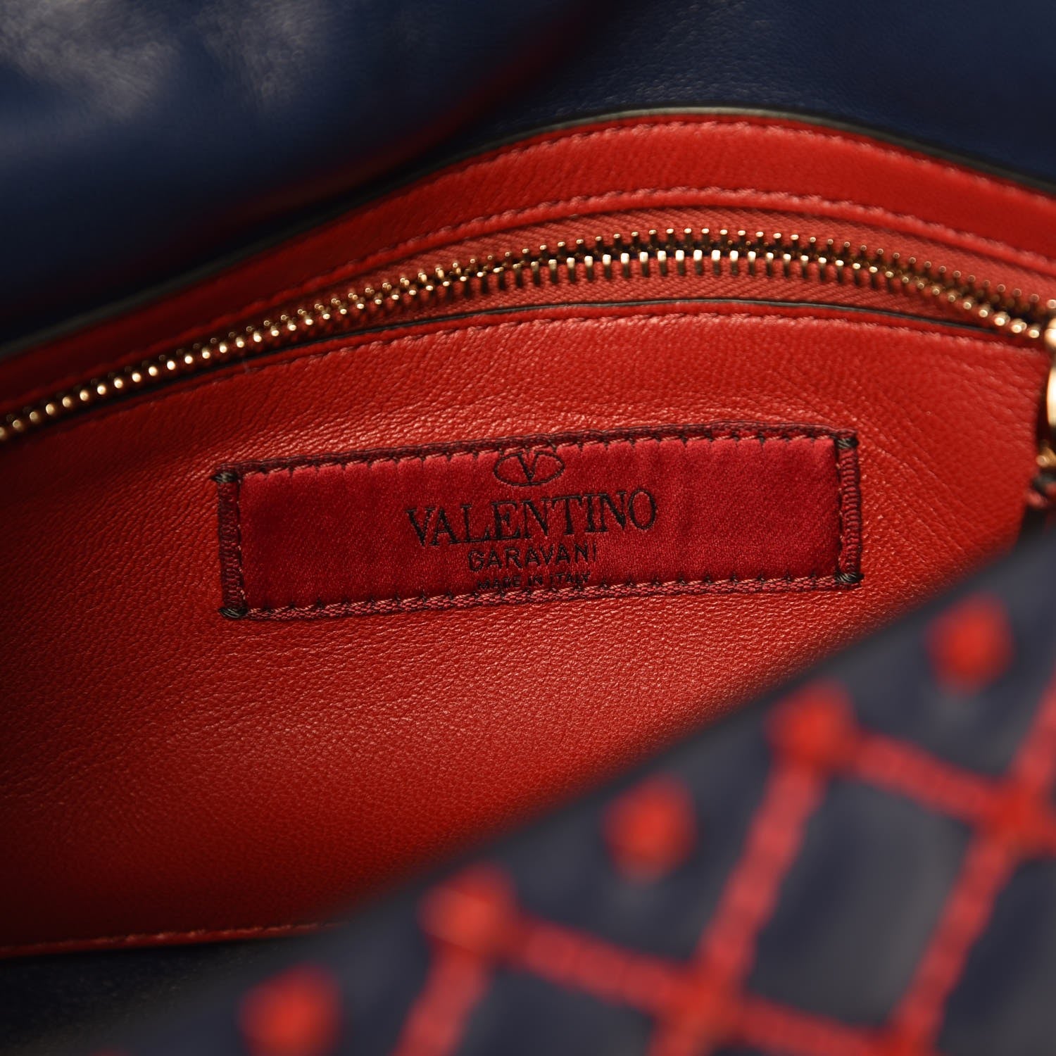 Valentino Garavani Lambskin Small Rockstud Spike Shoulder Bag Dark Blue Red 7 of 7