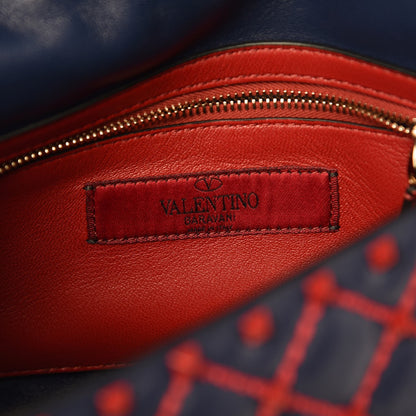 Valentino Garavani Lambskin Small Rockstud Spike Shoulder Bag Dark Blue Red 7 of 7