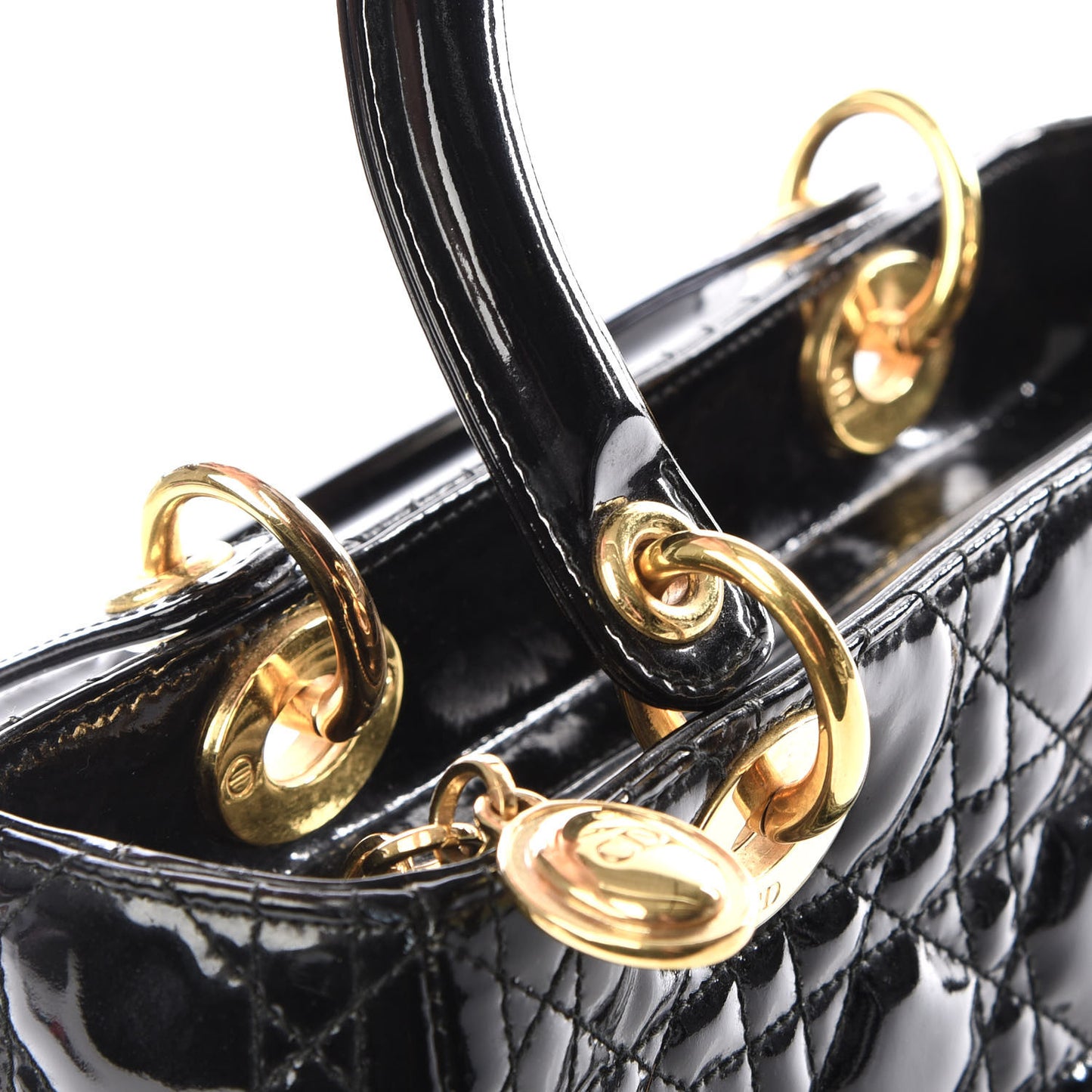 Patent Cannage Medium Lady Dior Black