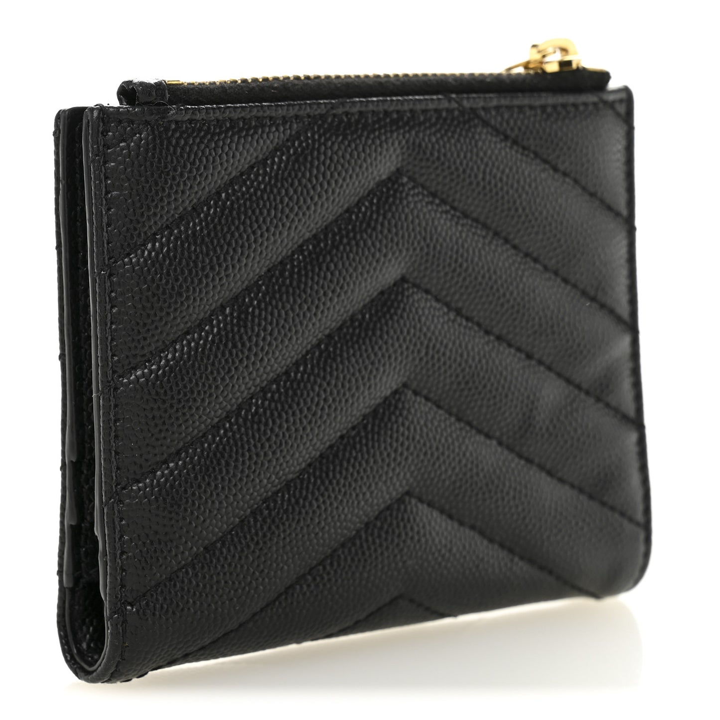 Grain De Poudre Matelasse Chevron Monogram Zipped Card Case Black