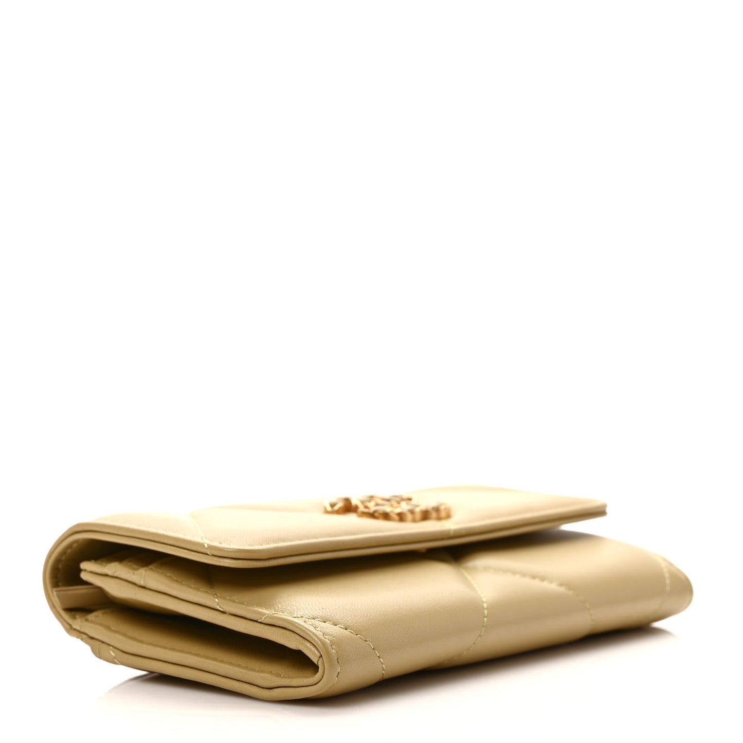 Lambskin Quilted Chanel 19 Flap Wallet Light Green