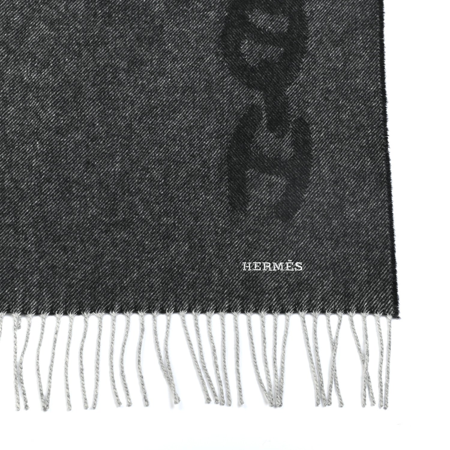 Hermes Cashmere Crazy Chain Muffler Anthracite Flanelle 4 of 4