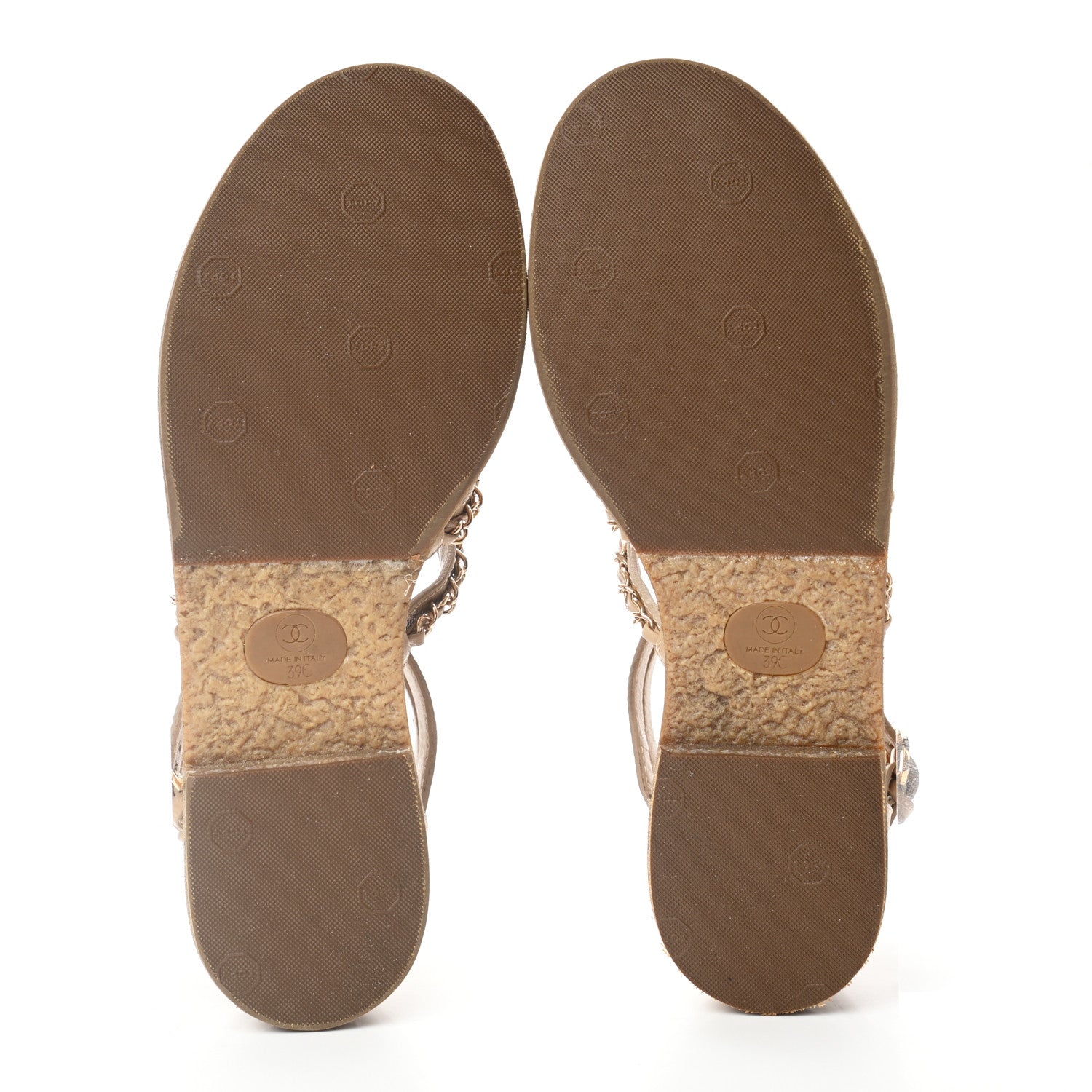 Chanel Calfskin Chain CC Flat Sandals 39 Beige 6 of 8
