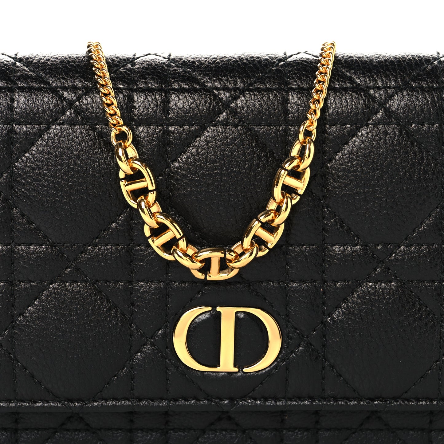 Supple Calfskin Cannage Caro Belt Pouch with Chain  Black