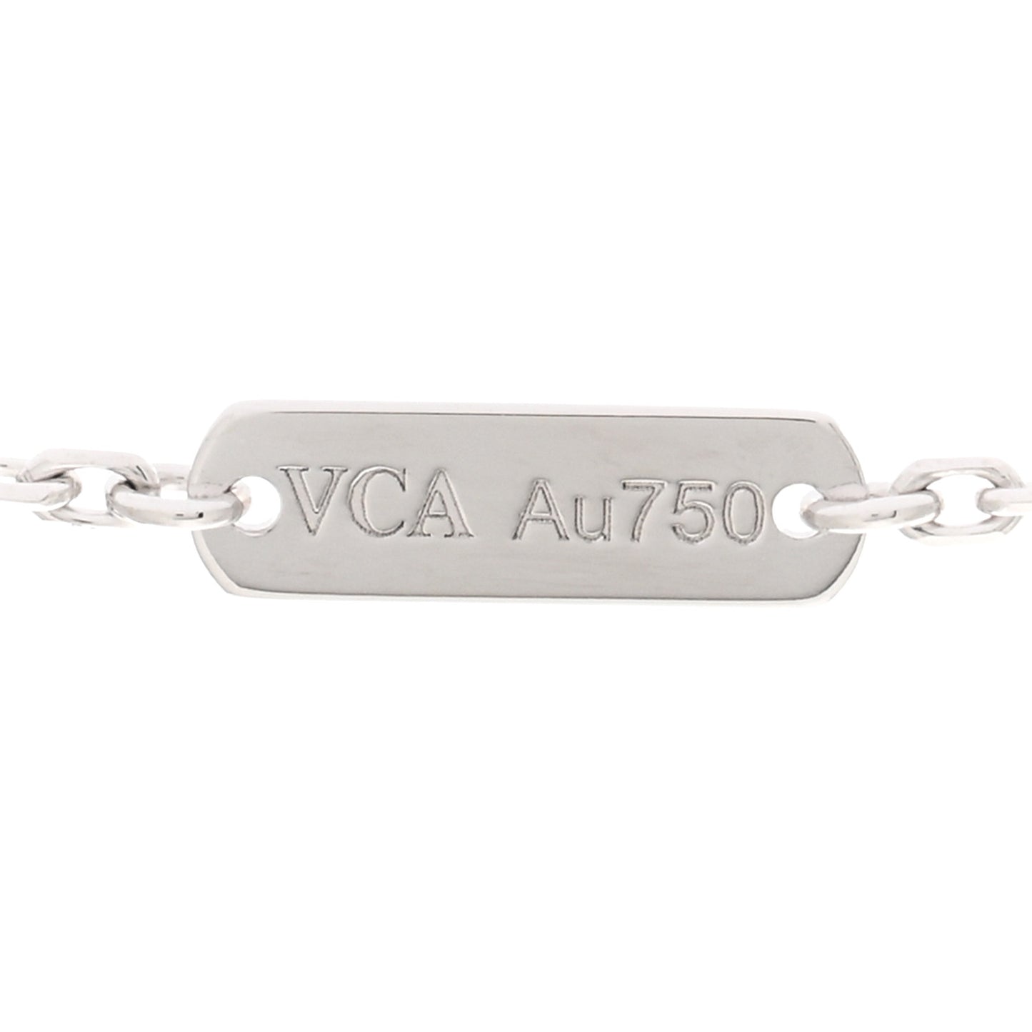 18K White Gold Mother of Pearl Vintage Alhambra Pendant Necklace