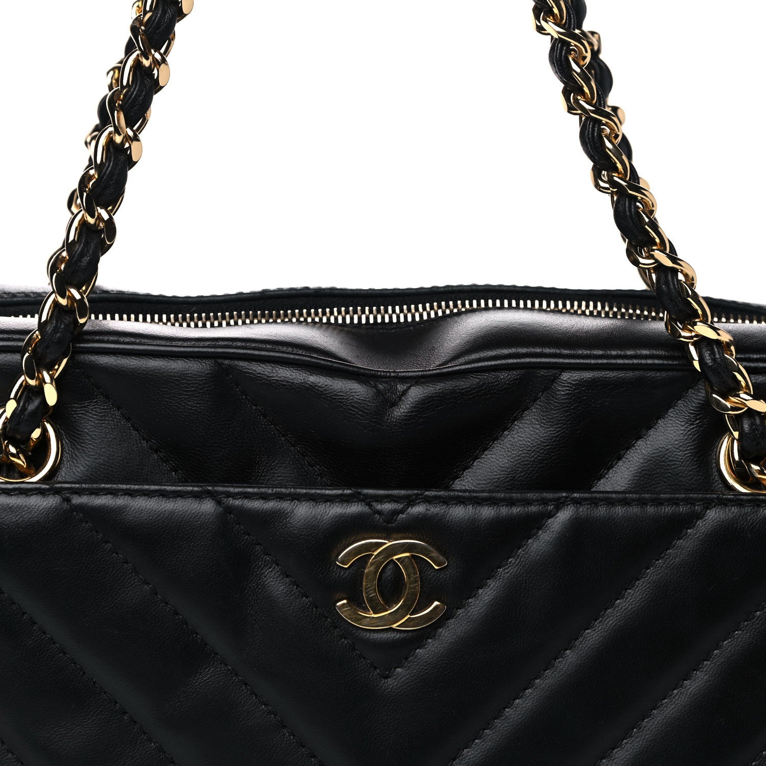 Chanel Lambskin Chevron Quilted Camera Case Black 8 of 15