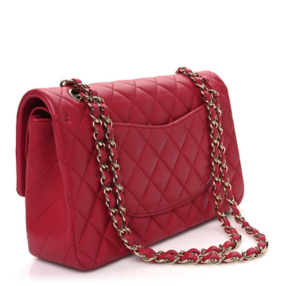 Chanel Lambskin Quilted Medium Double Flap Dark Pink 3 of 10