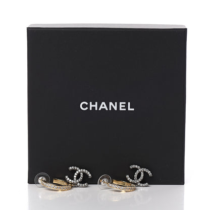 Chanel Crystal Lock Symbols CC Hoop Drop Earrings Gold Ruthenium 5 of 5