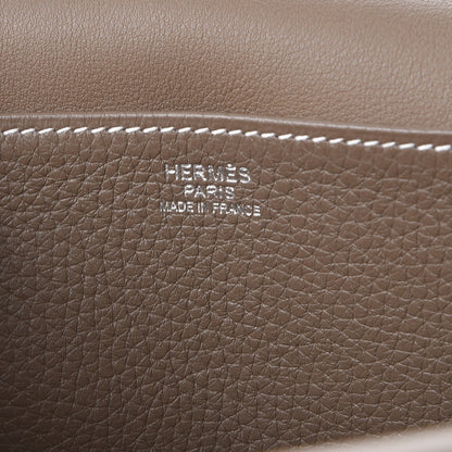 Hermes Taurillon Clemence Halzan 31 GM Etoupe 7 of 9