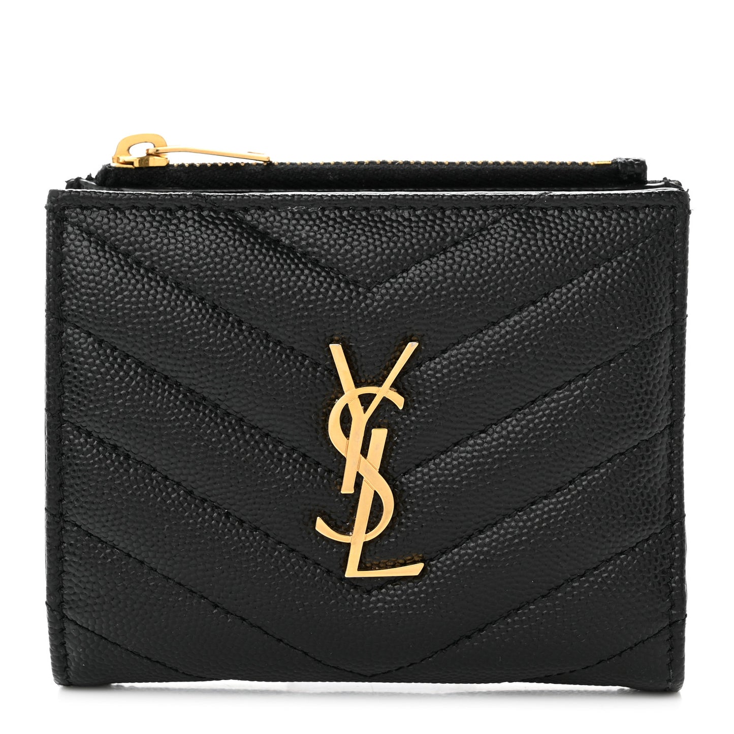 Grain De Poudre Matelasse Chevron Monogram Zipped Card Case Black