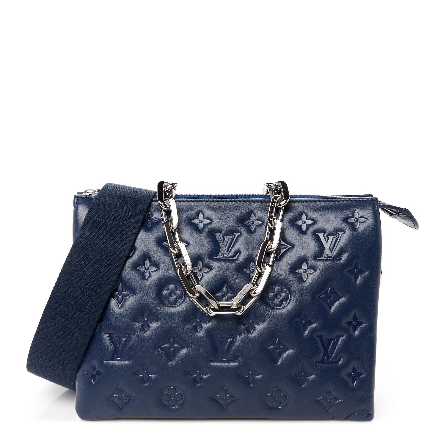 Louis Vuitton Lambskin Embossed Monogram Coussin PM Navy 1 of 11