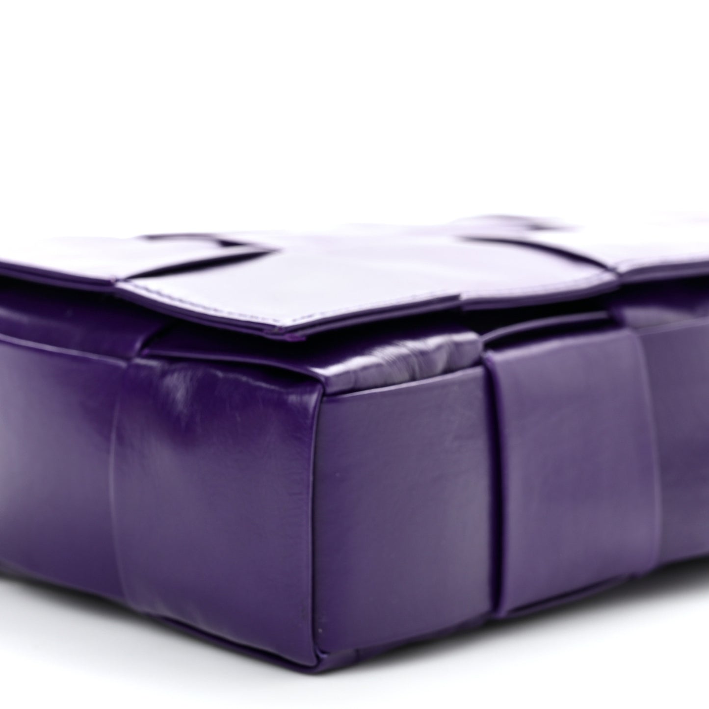 Paper Calfskin Maxi Intreccio Cassette Crossbody Bag Purple