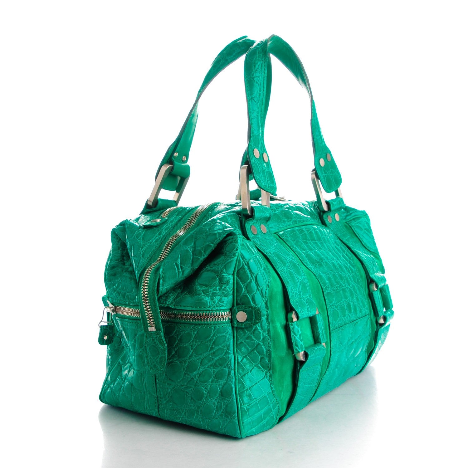 Jimmy Choo Crocodile Suede Mahdi Green 3 of 10