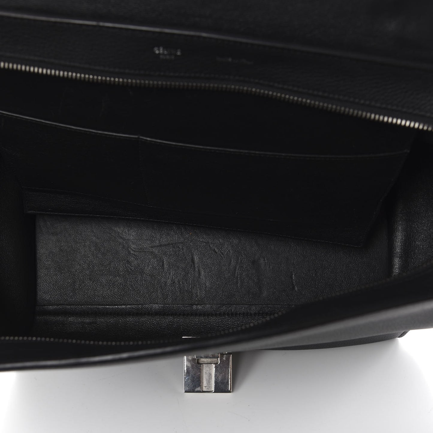 Drummed Calfskin Suede Medium Trapeze Black