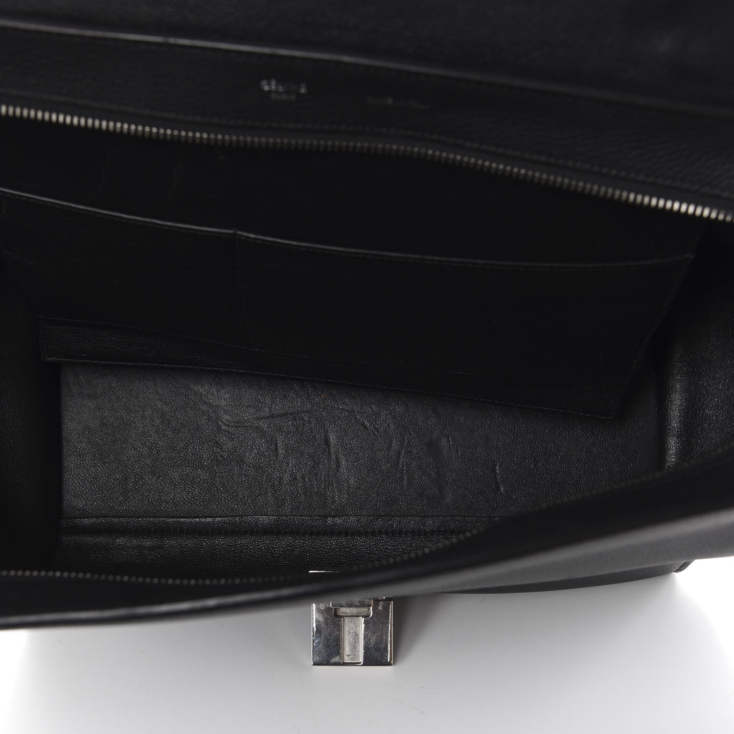 Celine Drummed Calfskin Suede Medium Trapeze Black 6 of 10