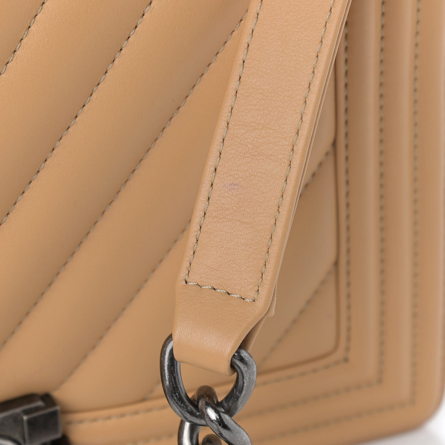 Chanel Calfskin Chevron Quilted Medium Boy Flap Beige 10 of 11