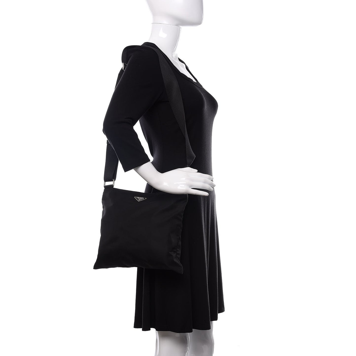 Nylon Vela Flat Messenger Bag Black