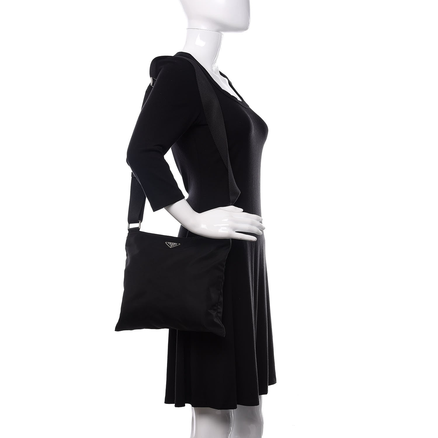 Prada Nylon Vela Flat Messenger Bag Black 2 of 10