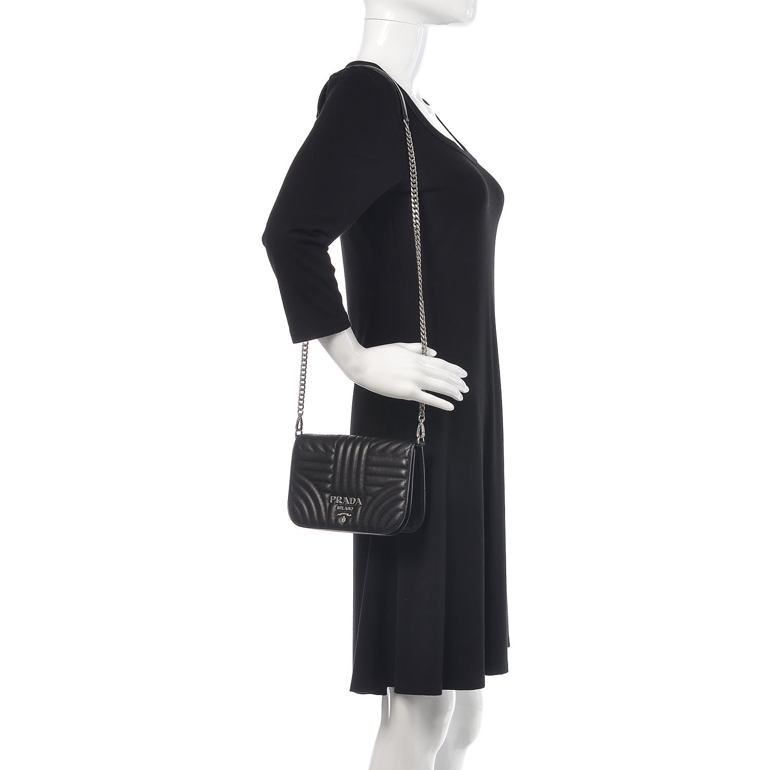 Prada Nappa Impunture Small Diagramme Crossbody Bag Nero Black 2 of 9