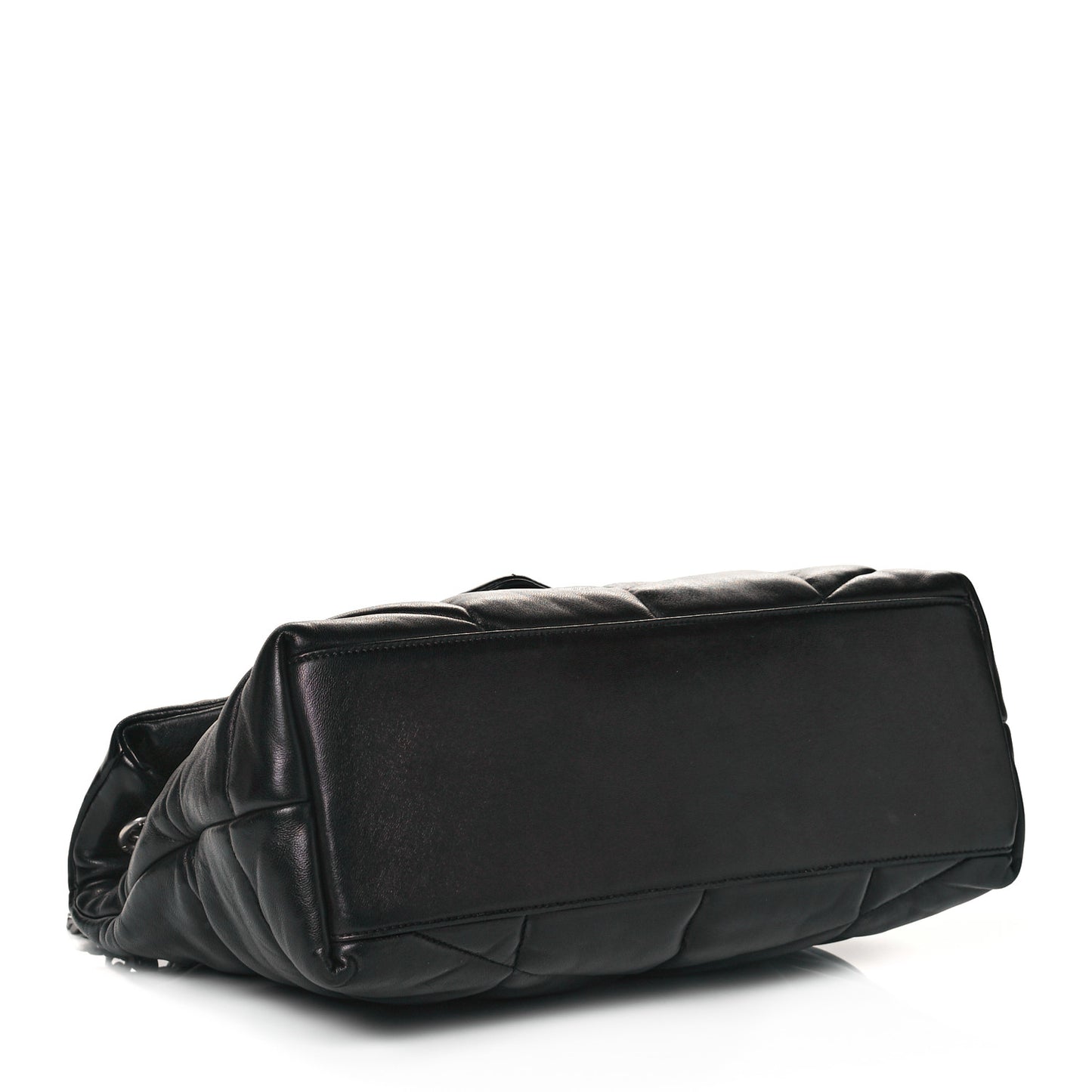 Lambskin Quilted Medium Loulou Puffer Monogram Chain Satchel Black