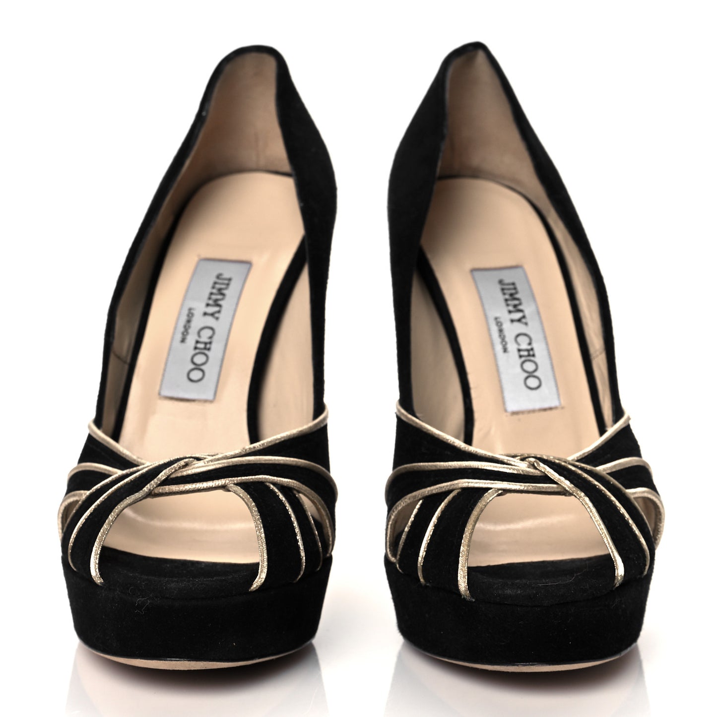 Suede Kilda Peep Toe Pumps 37.5 Black Gold