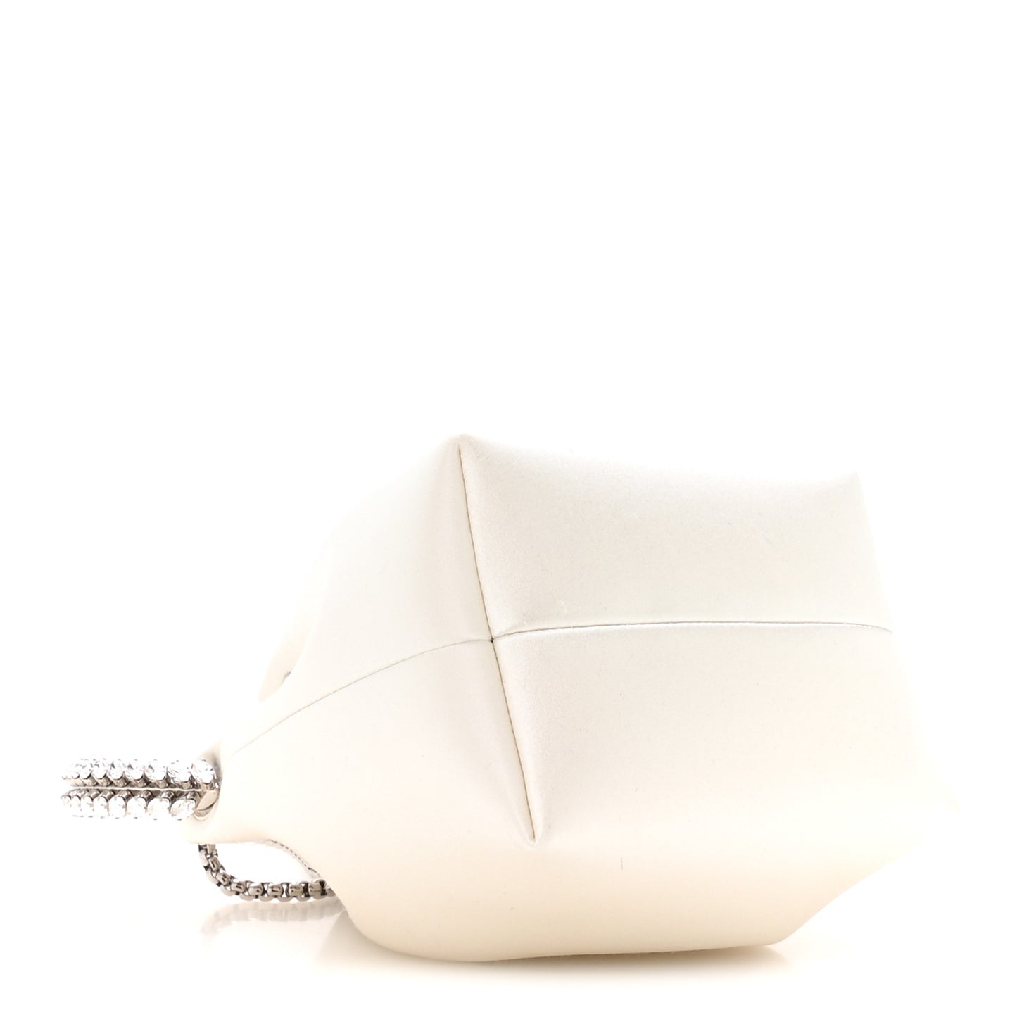 Satin Crystal Embellished Bon Bon Bucket Bag White