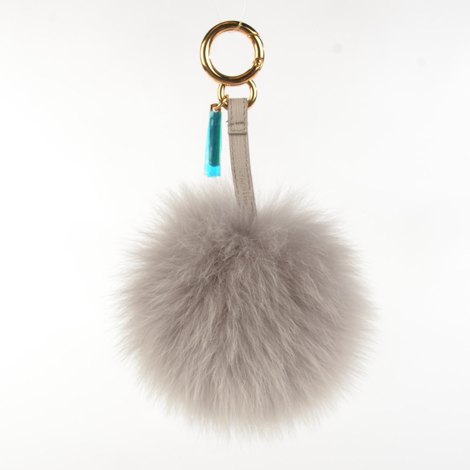 Fendi Fox Fur Vitello Elite Pom Pom Bag Charm Grigio Perla 3 of 6