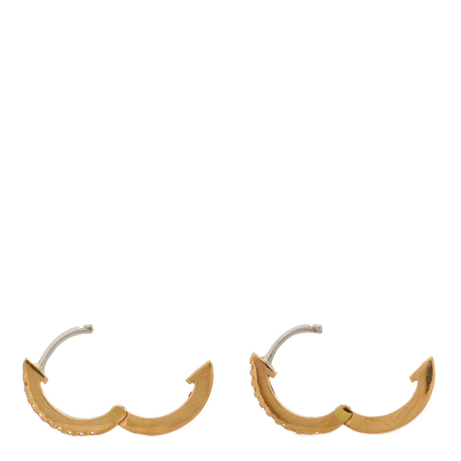 Roberto Coin 18K Rose Gold Diamond Extra Small Hoop Earrings 3 of 4