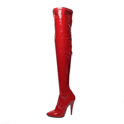 Saint Laurent Latex Ayalah 110 Over The Knee Boots 38 Red 1 of 6