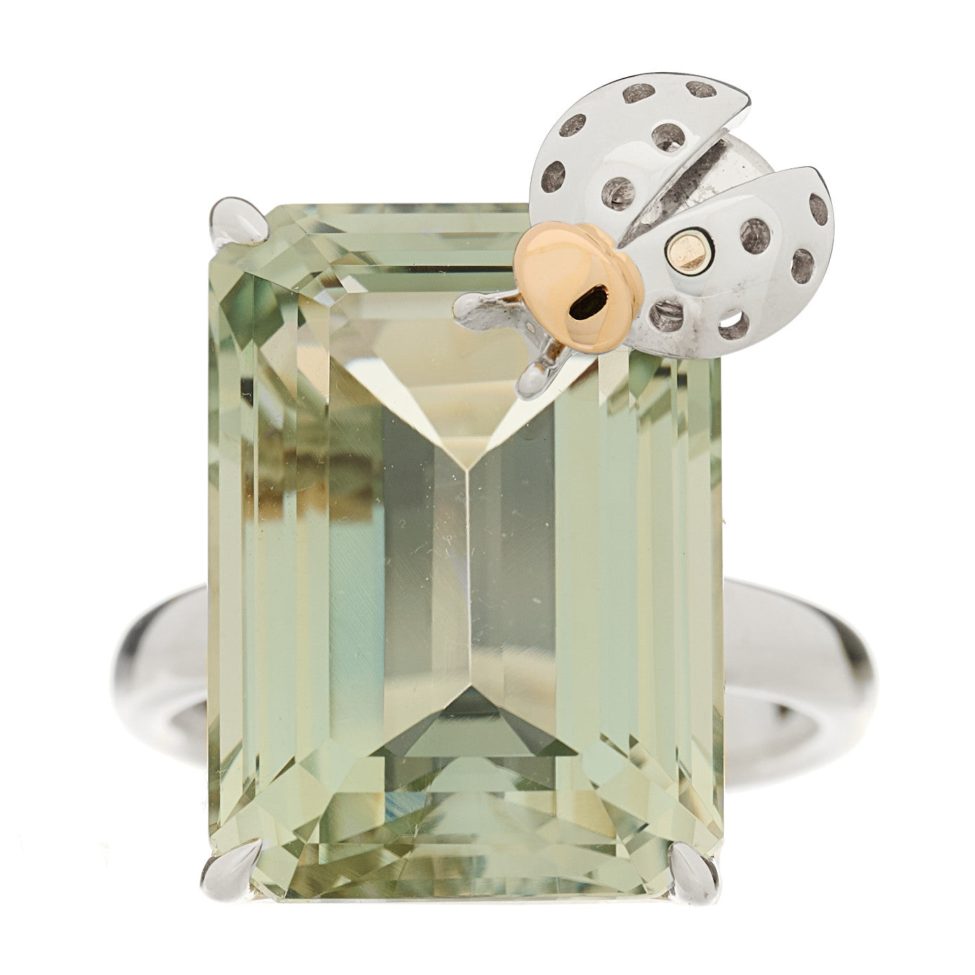 Sterling Silver 18K Rose Gold Prasiolite Return to Tiffany Love Bugs Ladybug Ring 52 6