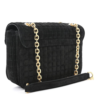 Celine Suede Quilted Medium C Bag Black 3 of 11