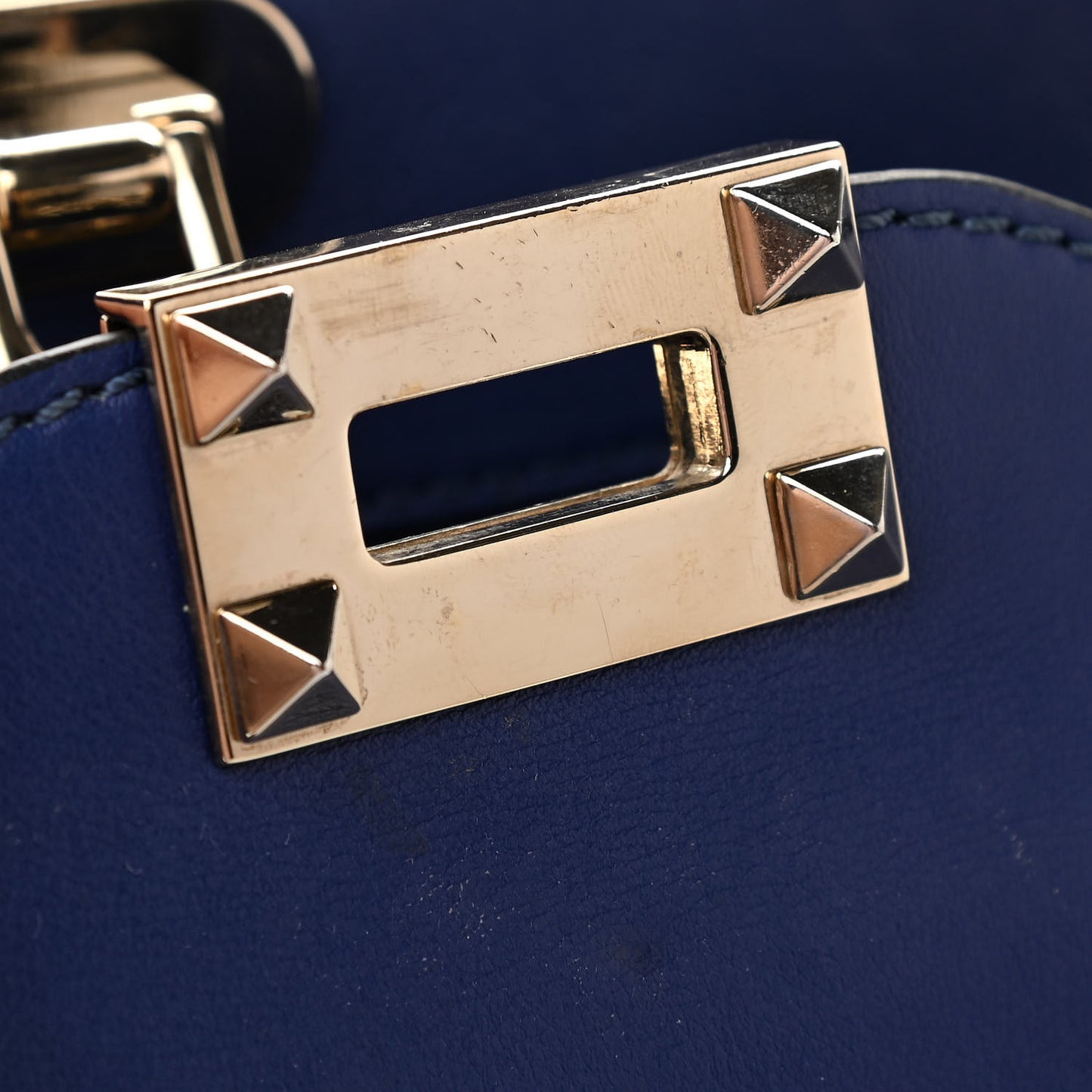Vitello Small Rockstud Double Handle Tote Blue China