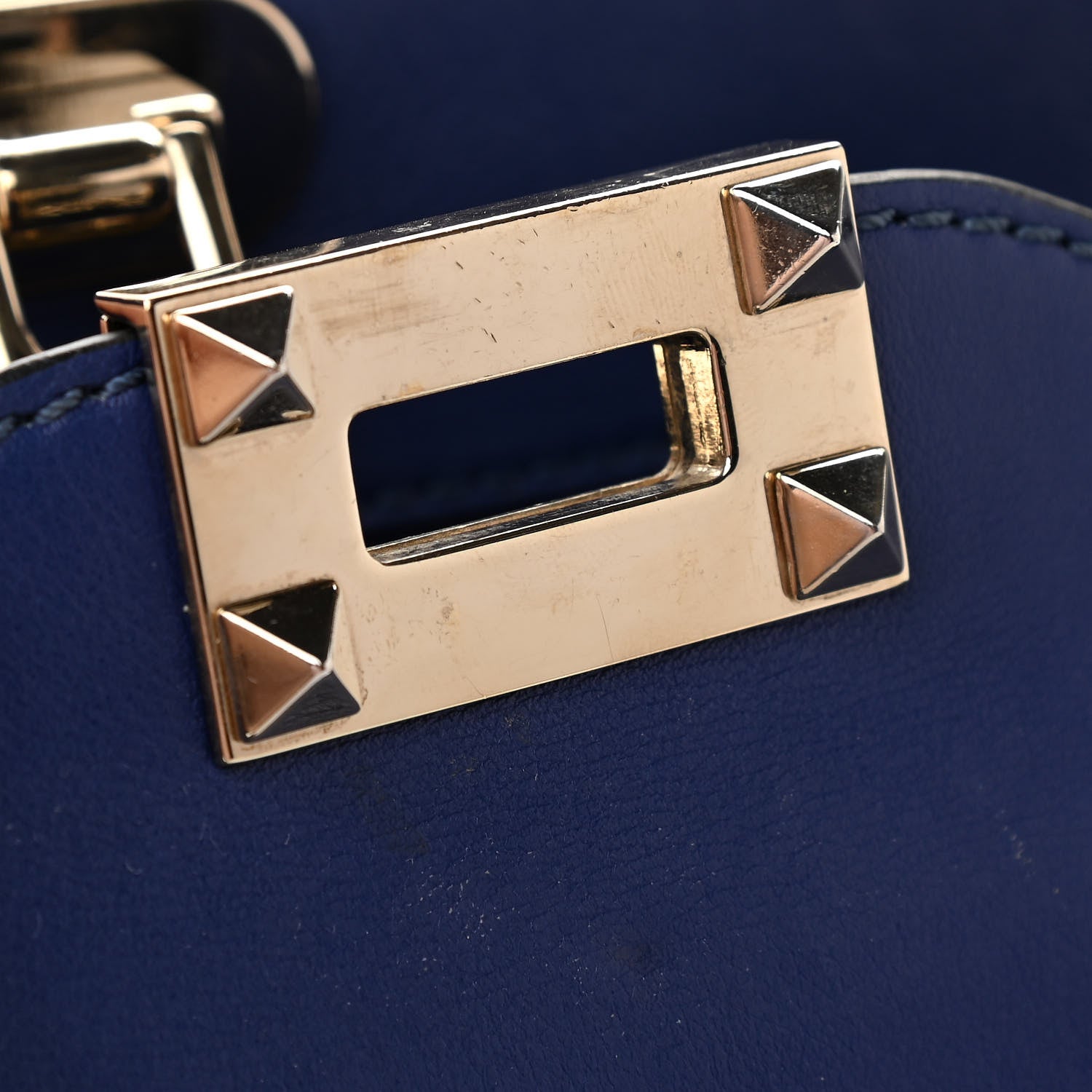 Valentino Garavani Vitello Small Rockstud Double Handle Tote Blue China 12 of 13