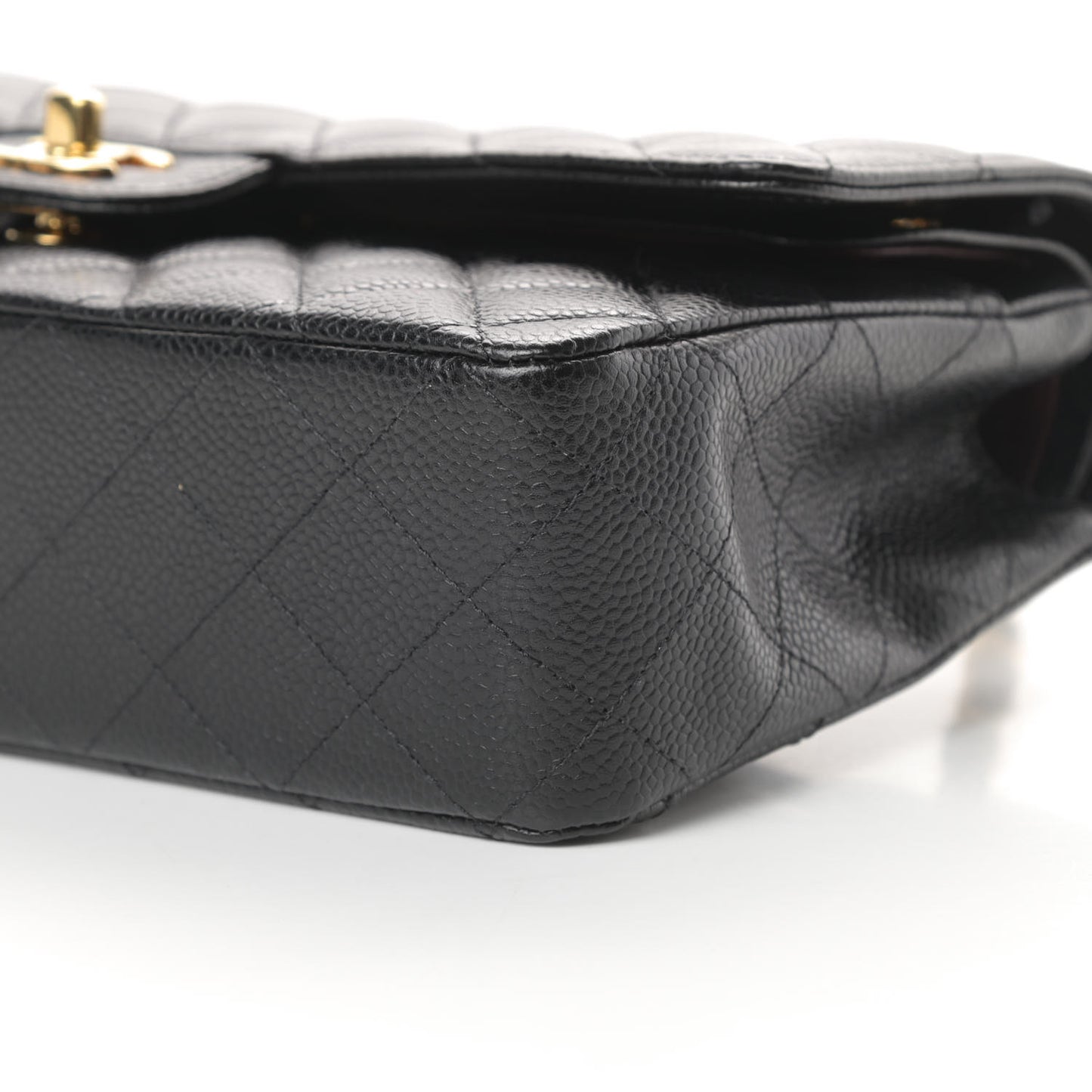 Caviar Quilted Medium Double Flap Black