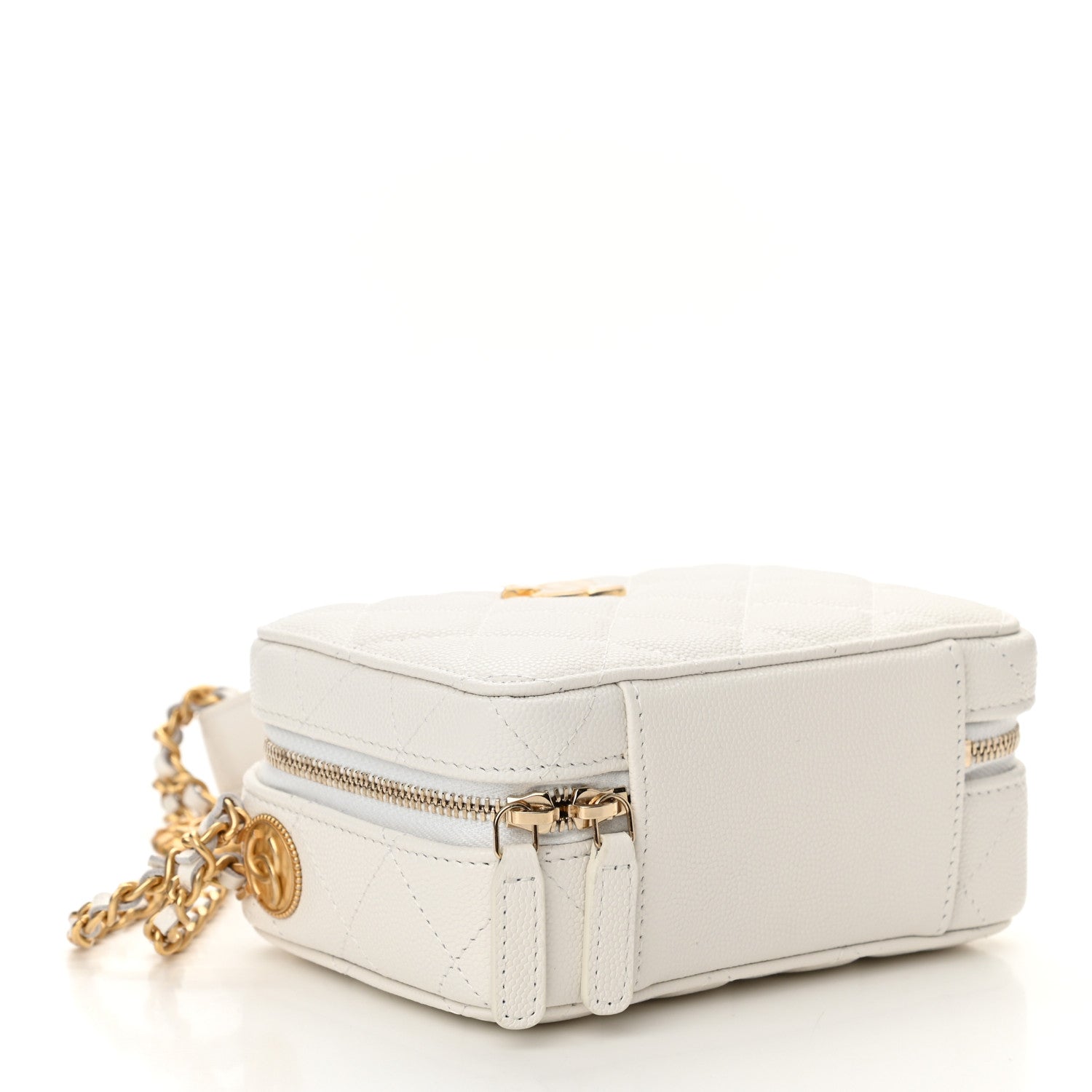 Chanel Caviar Quilted Twist Your Buttons Clutch With Chain White 4 of 11