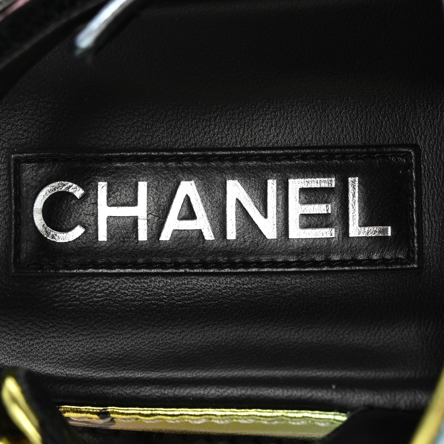 Chanel Laminated Lambskin Printed CC Dad Sandals 38 Multicolor Black 8 of 11