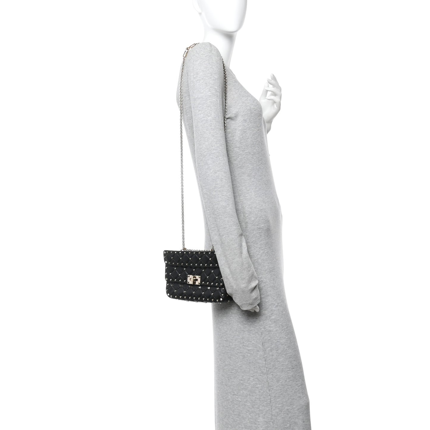 Nappa Small Rockstud Spike Shoulder Bag Black