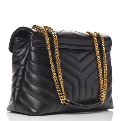Saint Laurent Calfskin Y Quilted Monogram Medium Loulou Chain Satchel Black 3 of 12
