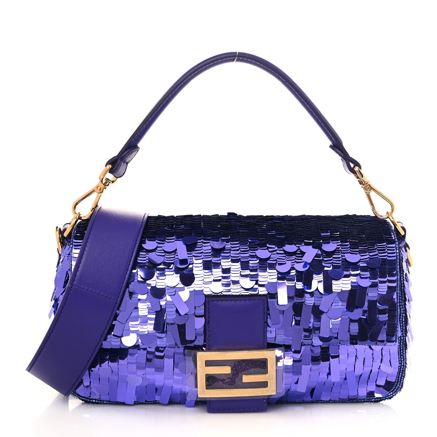 Sequin Paillettes Shiny Nappa Sex and the City Baguette Viola Purple Rain