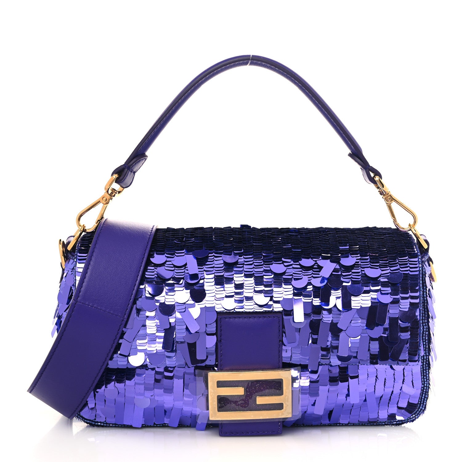 Fendi Sequin Paillettes Shiny Nappa Sex and the City Baguette Viola Purple Rain 1 of 8