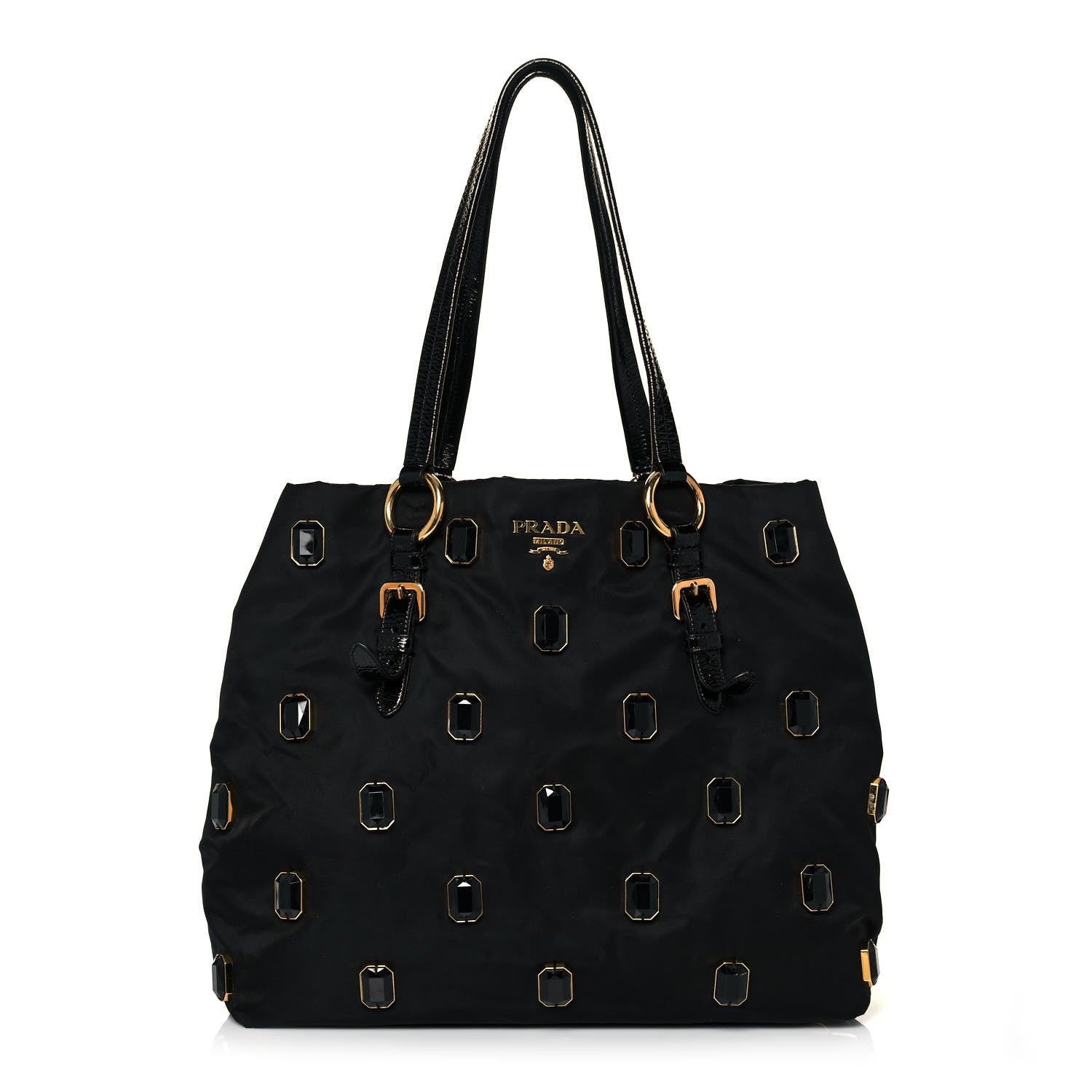 Prada Tessuto Nylon Pietre Jeweled Tote Black 1 of 13