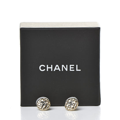 Chanel CC Quilted Round Earrings Gold Black 5 of 5