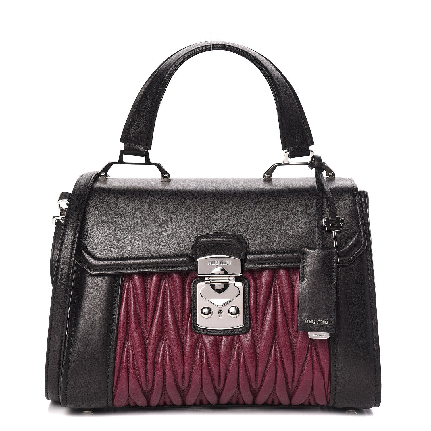 Miu Miu Nappa Matelasse Top Handle Tote Black Malva 1 of 8