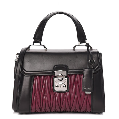 Miu Miu Nappa Matelasse Top Handle Tote Black Malva 1 of 8