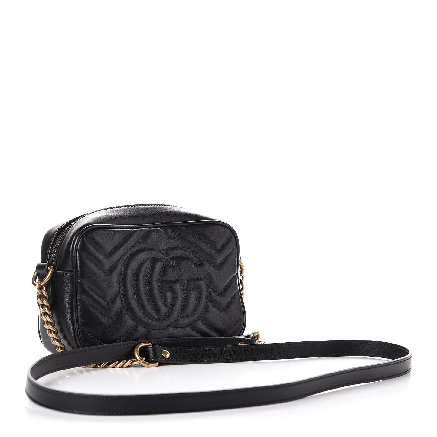 Calfskin Matelasse Mini GG Marmont Chain Shoulder Bag Black