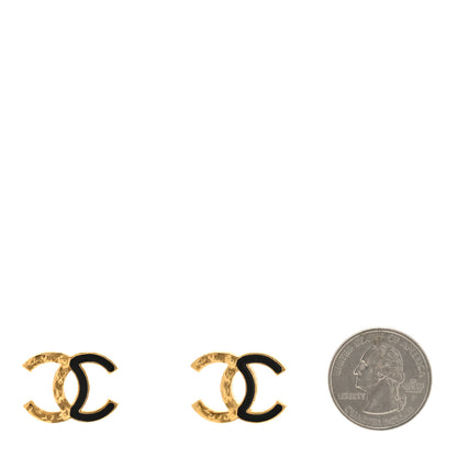 Chanel Enamel CC Earrings Black Gold 2 of 4
